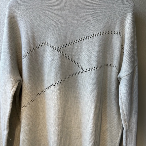 tentree Oatmeal 100% organic cotton Open-Front Diamond Eyelet Cardigan - Picture 14 of 15